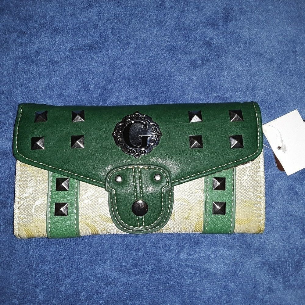 NWT G dark green and lime green wallet